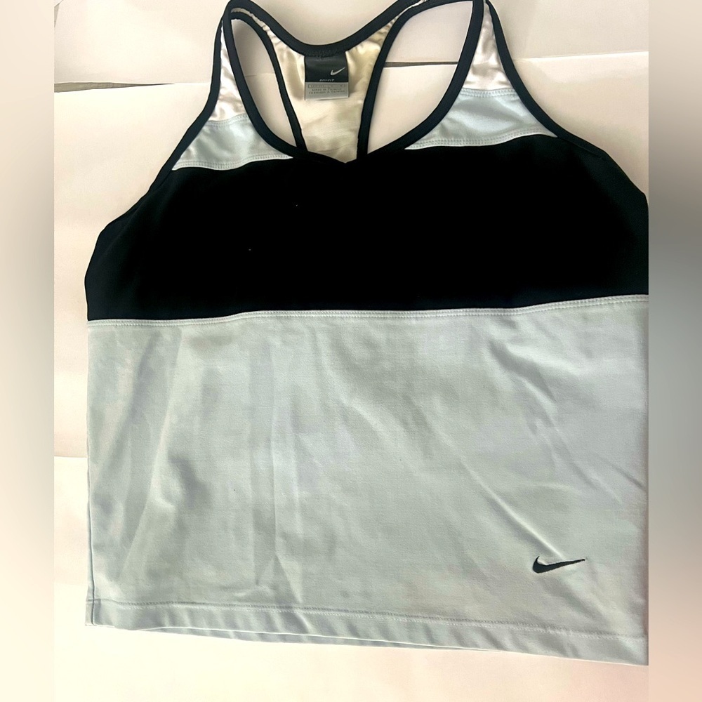 Girls XL 12-14 Light blue black and white Nike sports bra